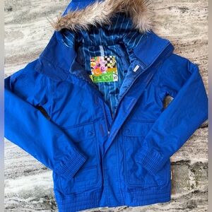 Burton Blue Hooded Ski Jacket with Faux Fur Trim
Women’s XS